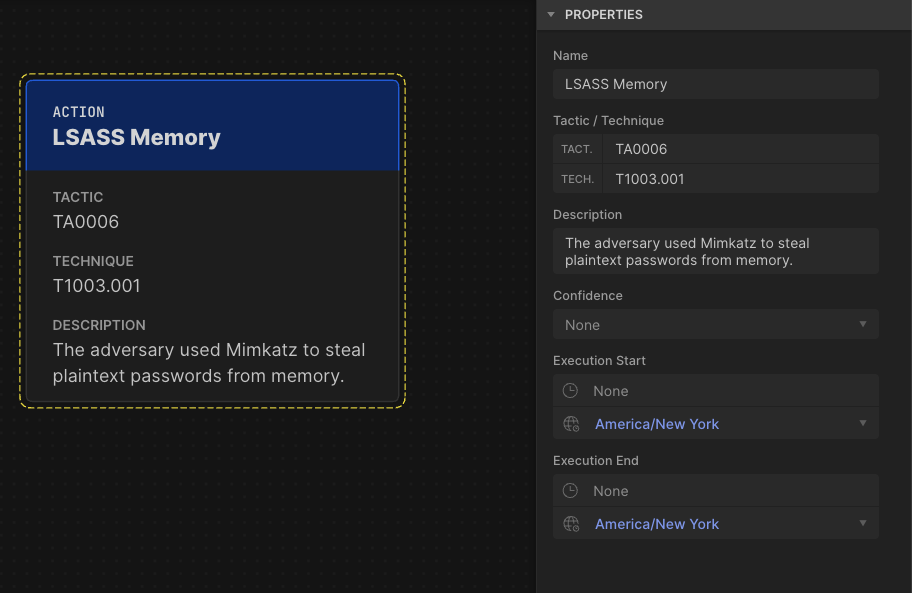 An action object with a few properties filled in.