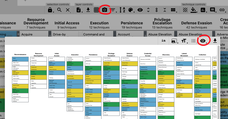 Screenshot of exporting SVG file from ATT&CK Navigator.
